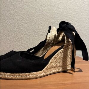 Black Castamer Wedge Sandals